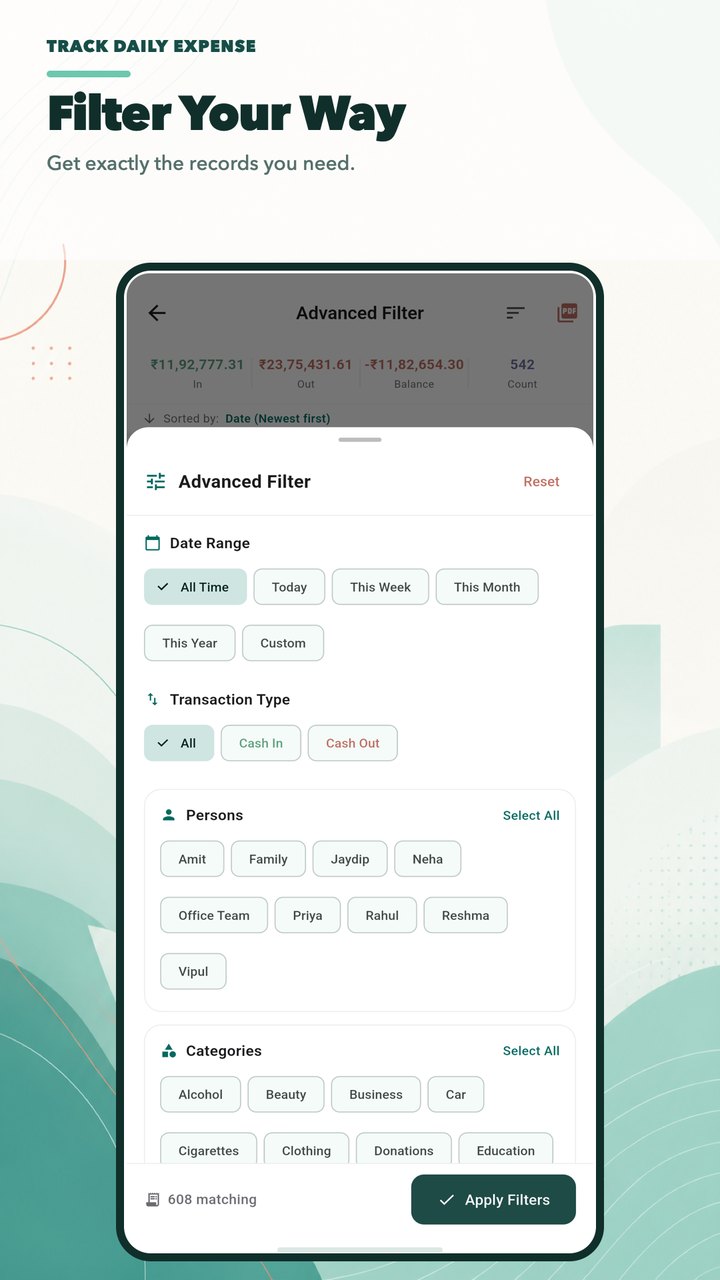 Filter transactions your way