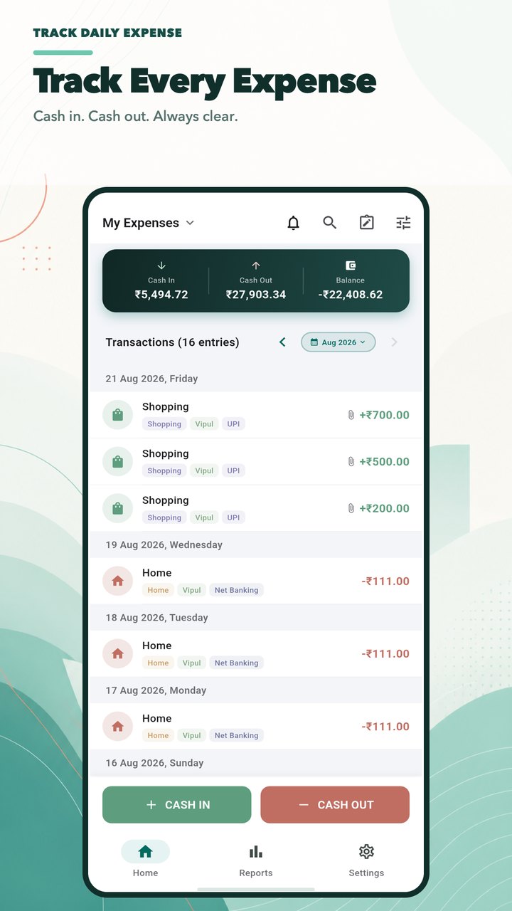 Track Daily Expense Android home screen